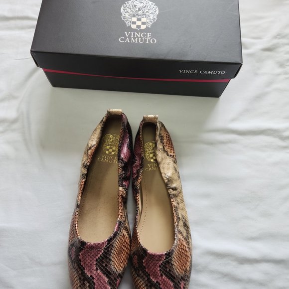 Vince Camuto Sandy Sparkle Snake Flats Shoes Size 10M Natural Desert Multi Pink - Picture 7 of 7